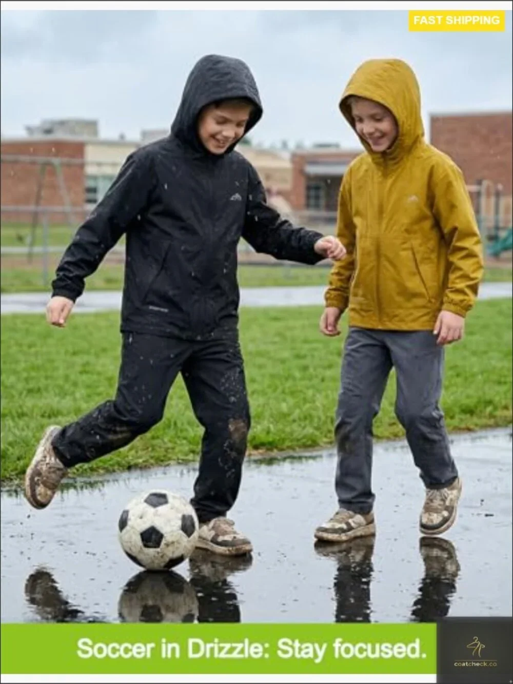 Lightweight Rain Jacket Packable Windbreaker Hooded Summer Coat for Boys Girls